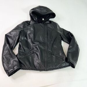 Levi's Jacket Womens Small Black Asymmetrical Moto Sherpa Lined Faux Leather